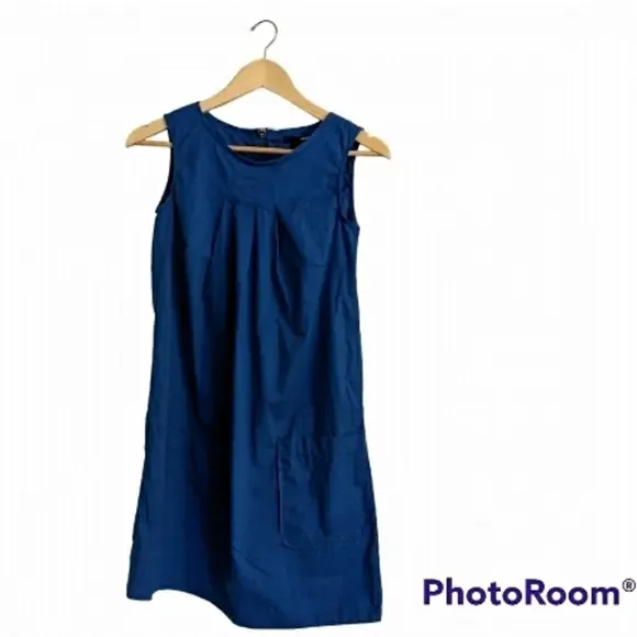 2/$15 WOMAN'S H&M Blue High Neck Sleeveless Dress-With Pockets- Size 4 - Picture 1 of 5
